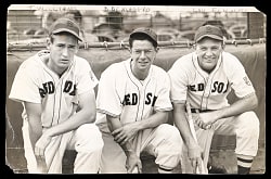 1942 Boston Red Sox Outfield 9x14 Photograph with Ted Williams, Dom DiMaggio & Lou Finney
