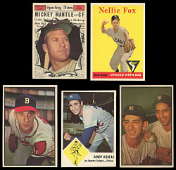 1953-1961 Topps, Bowman & Fleer Hall of Fame Collection (5) with 1961 Topps #578 Mickey Mantle All-Star
