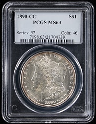 1890-CC Morgan Silver Dollar - PCGS MS63
