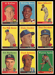 1958 Topps Starter Set (233/494) with (20+) Hall of Famers Including Roberto Clemente & Willie Mays