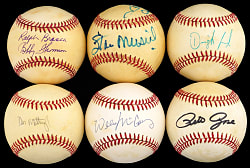 Dual & Single-Signed Hall of Fame & Star Baseball Collection (14) with Musial/B. Robinson, Mattingly & Rose