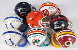 Football Hall of Fame Signed Mini Helmet Collection (33) with Jim Brown & Johnny Unitas