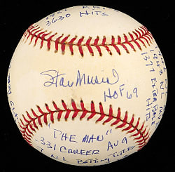 Stan Musial Signed STAT Baseball with Numerous Inscriptions