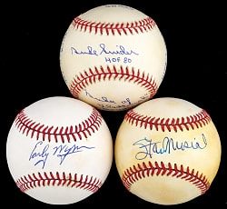 Hall of Fame Signed Baseball Trio with Duke Snider STAT, Stan Musial & Early Wynn