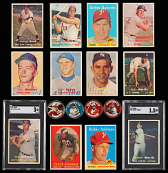 1957-1964 Topps Collection (158) with (17) Hall of Famers Including SGC Graded 1957 Mickey Mantle & Ted Williams