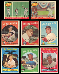 1959 Topps Partial Set (349/572) with (2) Mantle, Aaron & Mays