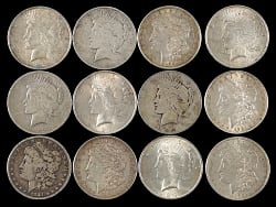 1881-2007 U.S. $1 Coins (56) with Morgan Silver Coins (8) & Peace Silver Coins (14)