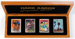 1995 R&N China Signature Series Hank Aaron Signed & Inscribed Limited-Edition Porcelain Card Set (3) in Deluxe Case