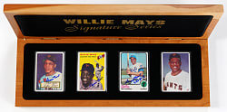 1999 R&N China Signature Series Willie Mays Signed Limited-Edition Porcelain Card Set (3) in Deluxe Case