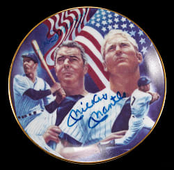 1986 Joe DiMaggio and Mickey Mantle Dual-Signed Sports Impressions Stars & Stripes 4" Plate