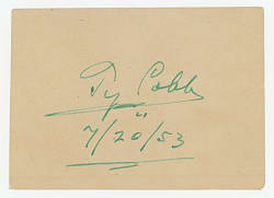 Ty Cobb Cut Signature with "7/20/53" Date Inscription