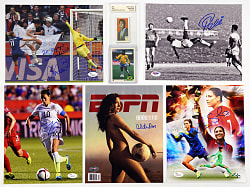 Soccer Signed & Card Collection (12) with 1971 Barratt & Co. #30 Pele, Pele Signed 8x10 with PSA COA & USWNT Signed
