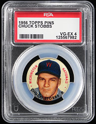 1956 Topps Pins Chuck Stobbs Shortprint PSA VG-EX 4