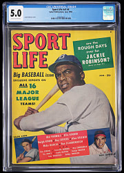 1947-1950 Jackie Robinson Magazine Pair with Rookie Year Ebony & CGC Graded 5.0 Sport Life