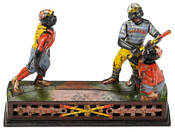 1880s J. & E. Stevens Dark Town Battery Functioning Cast-Iron Mechanical Bank