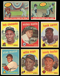 1959 Topps Partial Set (378/572) with Most Keys Including Aaron, Koufax, Mantle & Mays