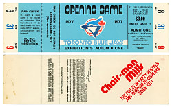 1977 Toronto Blue Jays Opening Game Full Unused Ticket - First MLB Game for Blue Jays