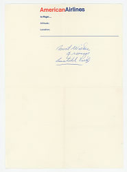 Satchel Paige Signed American Airlines Sheet