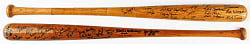 (2) Multi-Signed 1980s National League Umpires Half Bats with Many Deceased -(37) Total Signatures