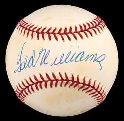 Ted Williams Single-Signed OAL/Brown Baseball with Full PSA LOA