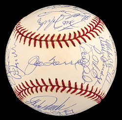2001 American League Champions New York Yankees Team-Signed Baseball with (30) Signatures Including Jeter, Posada, Pettitte, Rivera Plus Full PSA LOA
