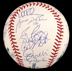 2002 American League East Champions New York Yankees Team-Signed Baseball with (29) Signatures Including Jeter, Giambi, Rivera, Posada Plus Full PSA LOA