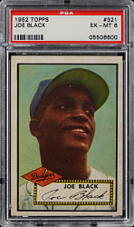 1952 Topps #321 Joe Black Rookie High Number PSA EX-MT 6
