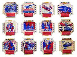 1950s H.B.I. Famous Events In American History Series 1 Bread Labels (47) with Lincoln, Lindberg & Titanic - Very Clean & Rare Issue!