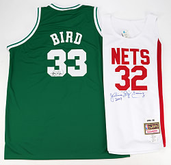 Signed Multi-Sport Mitchell & Ness Jersey Group (5) with Larry Bird & Dr. J