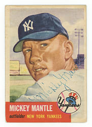 1953 Topps #82 Mickey Mantle (Secretarial Signature) with JSA LOO