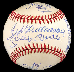 500 Home Run Multi-Signed Baseball with (11) Signatures Including Ted Williams/Mickey Mantle Sweet Spot