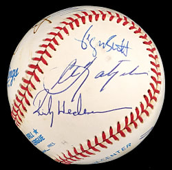 3000 Hit Club Multi-Signed OAL/Brown Baseball with (11) Signatures - Full JSA LOA