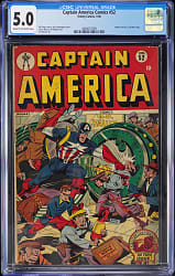 1946 Timely Comics Captain America Comics #52 with Atomic Bomb Heist - CGC 5.0