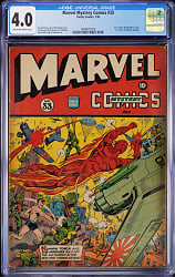 1942 Timely Comics Marvel Mystery Comics #33 Featuring Human Torch, Sub-Mariner and Mickey Spillane Text Story - CGC 4.0
