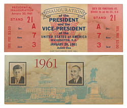 1961 John F. Kennedy Inauguration Ticket - "Ask Not..." Speech