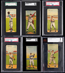 1911 T201 Mecca Double Folders Graded Group (6) with (3) Hall of Famers