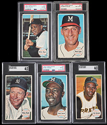 1964 Topps Giants Hall of Fame Graded Group (5) with Aaron, Mantle & Mays