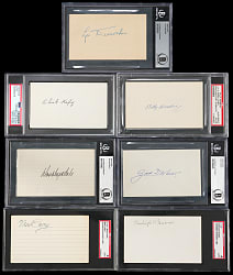 Brooklyn/Los Angeles Dodgers Signed Index Card PSA/BVG/SGC Graded Collection (7) with Carey, Hafey & Wheat