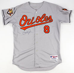2001 Cal Ripken Jr. Signed Baltimore Orioles Road Jersey with American League 100th Anniversary Patch - PSA Sticker