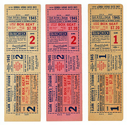 1945 World Series Game 1 & Game 2 Full Unused Phantom Tickets for Griffith Stadium / Washington Senators