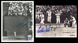 Memorable World Series Events Signed 8x10 Photograph Pair with Carlton Fisk & Willie Mays (PSA/DNA)