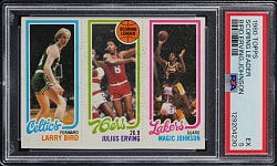 1980-1981 Topps Basketball Larry Bird/Julius Erving Leader/Magic Johnson Rookie PSA EX 5