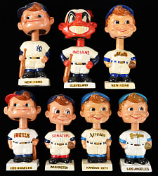 1961-1963 Square White Base Bobblehead Collection (7) with Several Tougher Examples