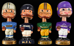 1960s NFC North Division Bobbleheads (4) with Bears, Packers, Lions & Vikings