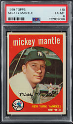 1959 Topps #10 Mickey Mantle PSA EX-MT 6