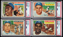 1956 Topps Hall of Fame PSA Graded Quartet with Hank Aaron & Roy Campanella