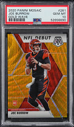 2020 Panini Mosaic Football #261 Joe Burrow Rookie Gold Wave #/17 PSA GEM MINT 10