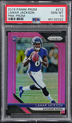 2018 Panini Prizm Football #212 Lamar Jackson Rookie Pink Prizm PSA GEM MINT 10