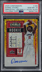 2020-2021 Panini Contenders Basketball #108 Daniel Oturu Rookie Premium Edition Autograph Gold Shimmer One of One PSA GEM MINT 10