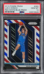 2018-2019 Panini Prizm Basketball #280 Luka Doncic Rookie Red/White/Blue Prizm PSA GEM MINT 10
